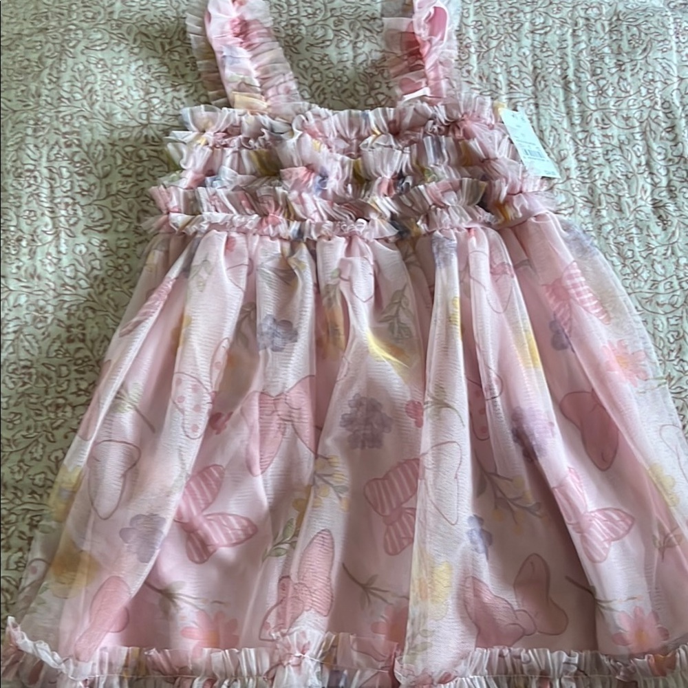 Disney Pink and Yellow Ruffled Tiered Sundress